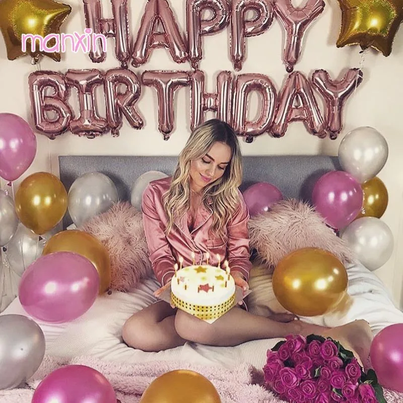 Шар цвета розового золота письмо фольги Воздушные шары Baby Shower 1st С Днем Рождения украшения дети взрослые партия поддерживает поставки
