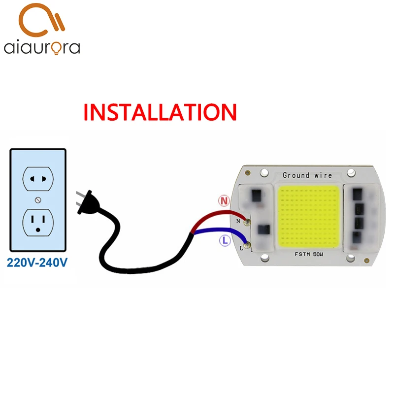 1 шт. Светодиодная лампа Cob Чип бобы AC 220V SMD умная ИС (интеграционная схема) 20 Вт 30 50