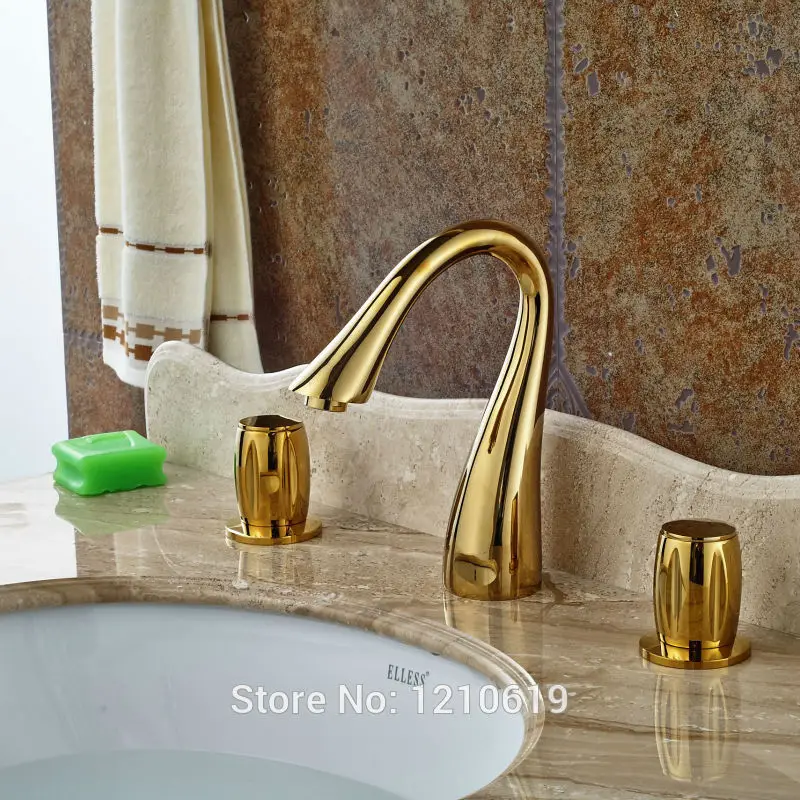 Новый европейский стиль Золотой пластинчатый кран для раковины ванной комнаты