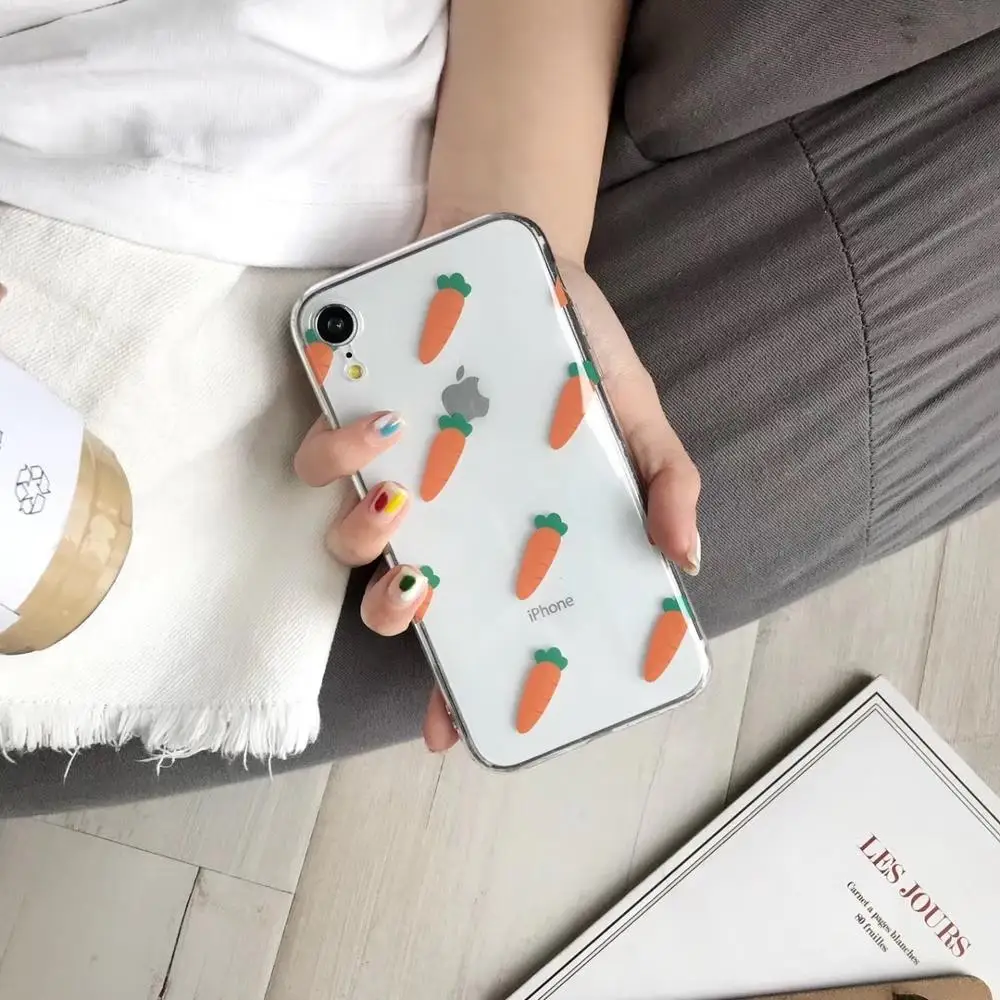 Чехол для телефона iPhone XS Max XR прозрачный мультяшный чехол с овощами 6 6s 7 8 Plus милый