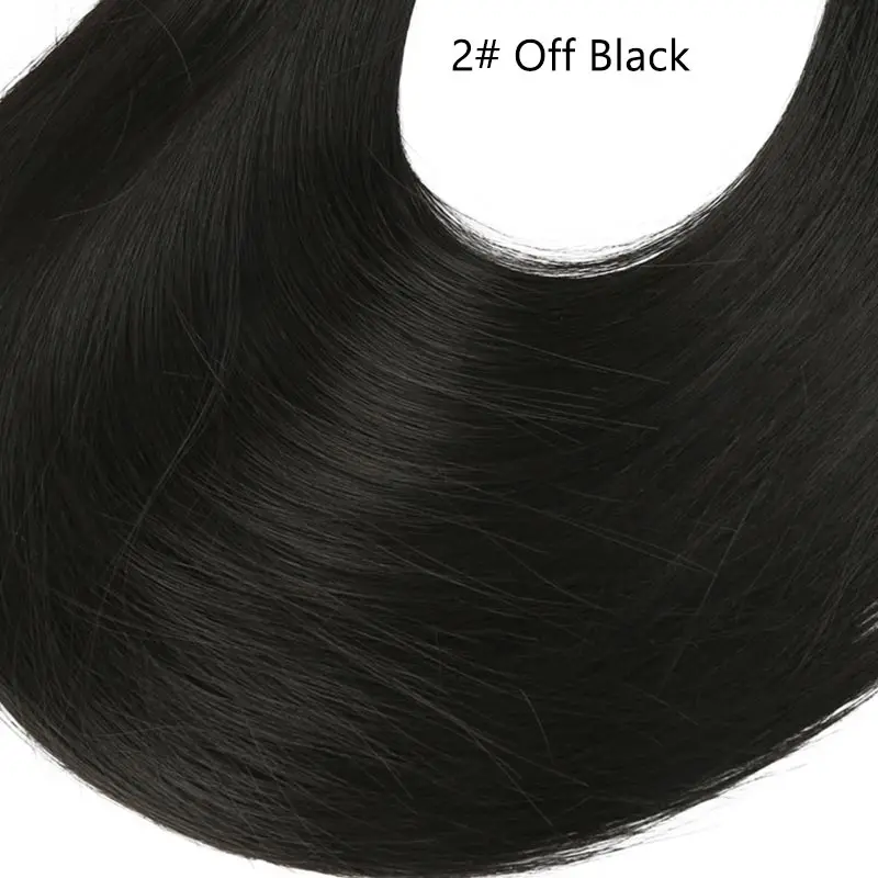 Off Black Накладные волосы на заколках, u-образные, длинные, 24 дюйма, 170 г, накладные синтетические парики для женщин, натуральные, черные, коричневые, 16 - Цвет: Off Black
