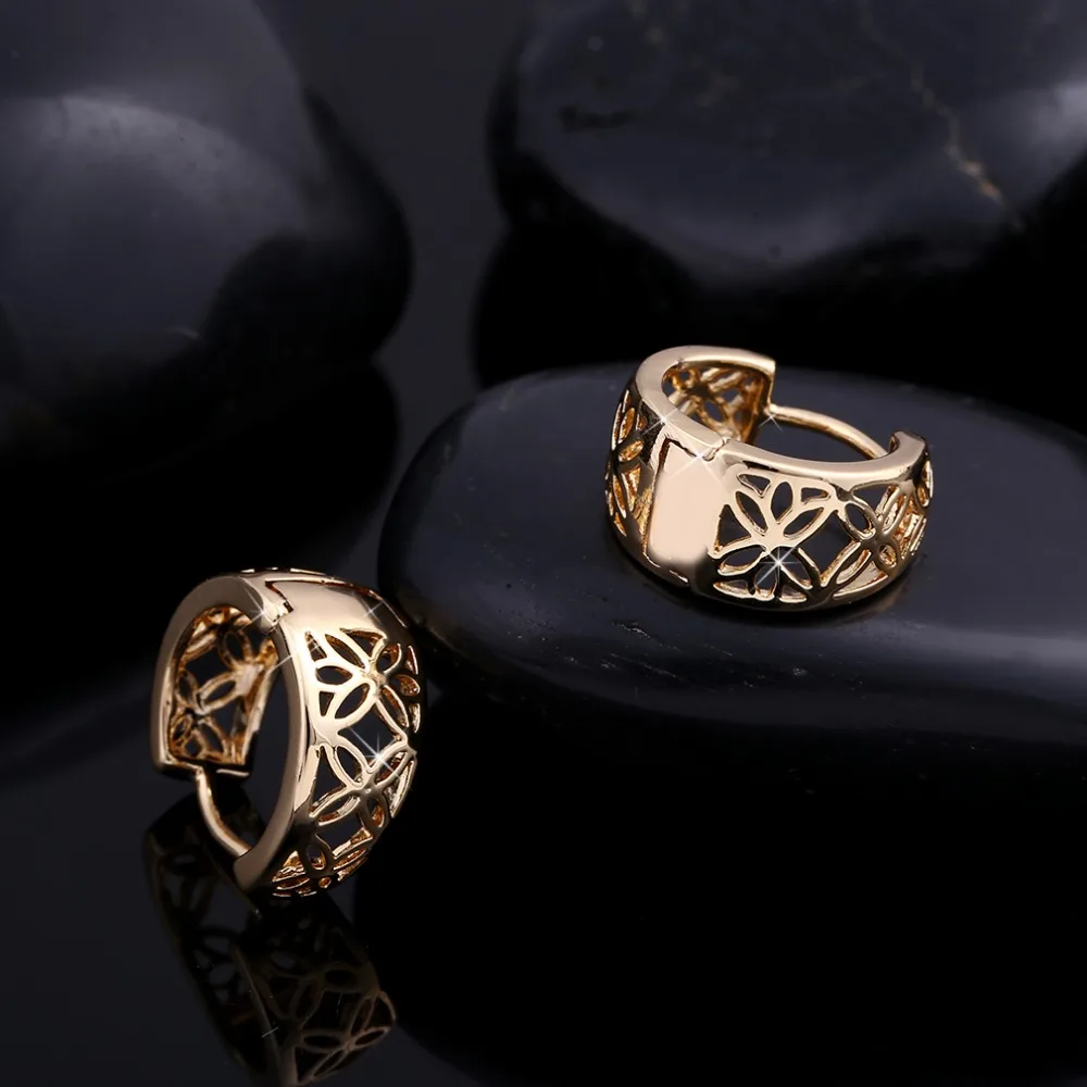 Пустотелые золотистые серьги-кольца Модные Винтажные в богемном стиле для