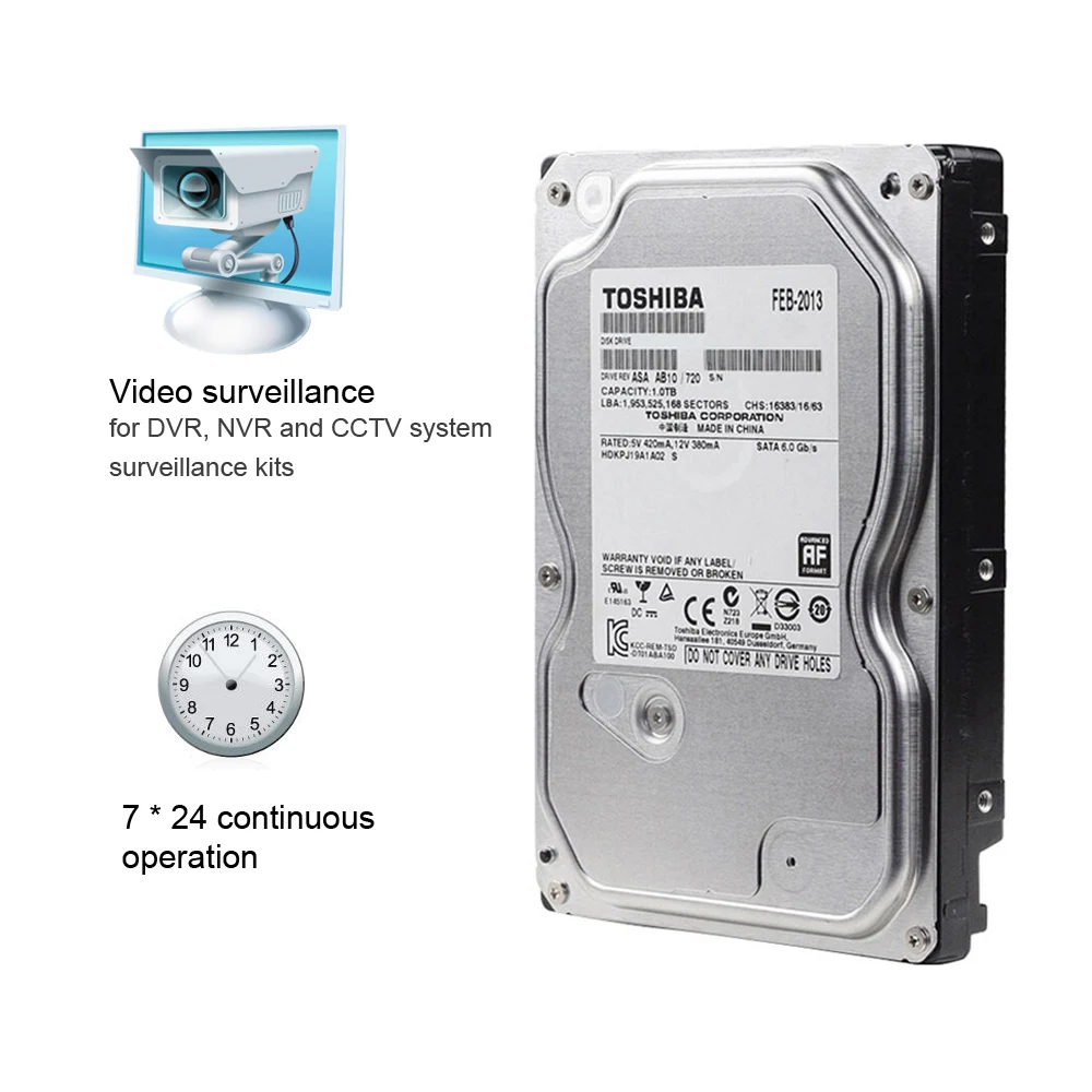 TOSHIBA видео HDD для наблюдения 3 5 &quotВнутренний жесткий диск 1 ТБ 5700 об/мин SATA 6 ГБ/сек.