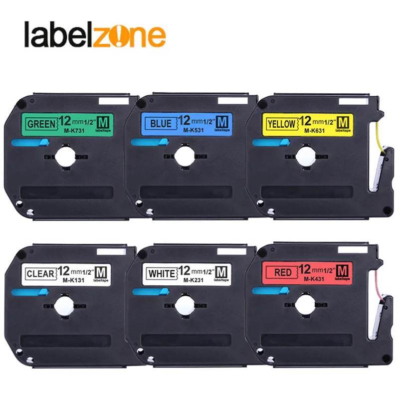 

Mixed colors 12mm*8M MK Label Ribbon Compatible for Brother p-touch Label Printer Tape MK231 M-K231 MK-231 MK131 MK431 531 631