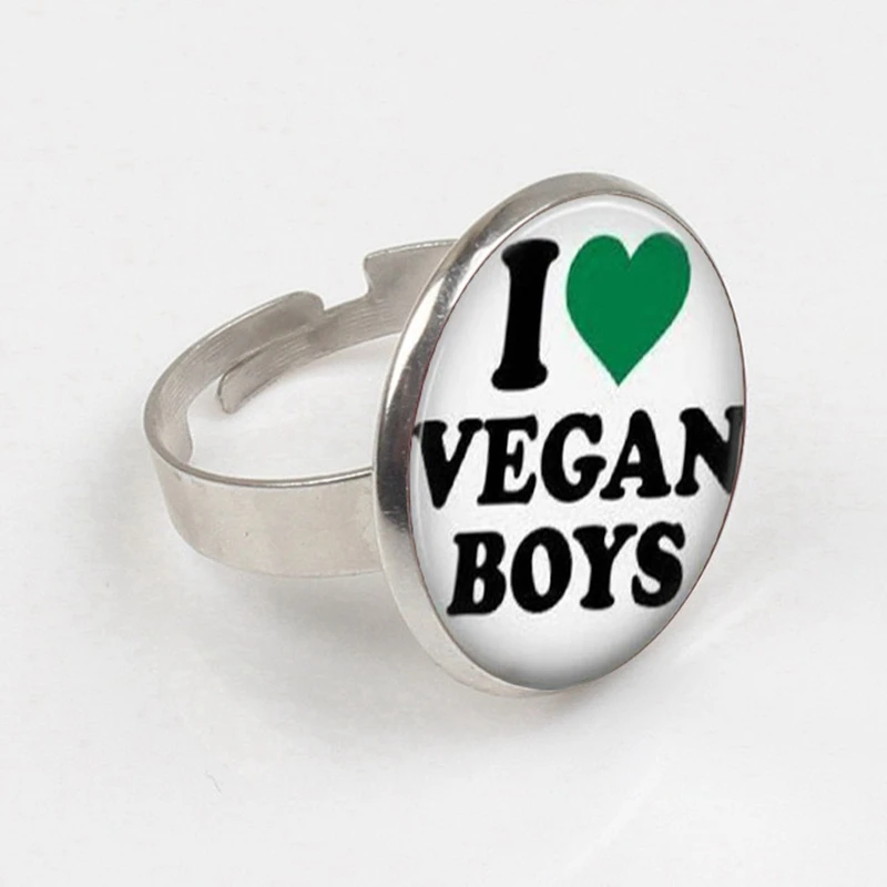 Кольцо для вегетарианцев кольцо с надписью I Love Vegan стакан драгоценных камней