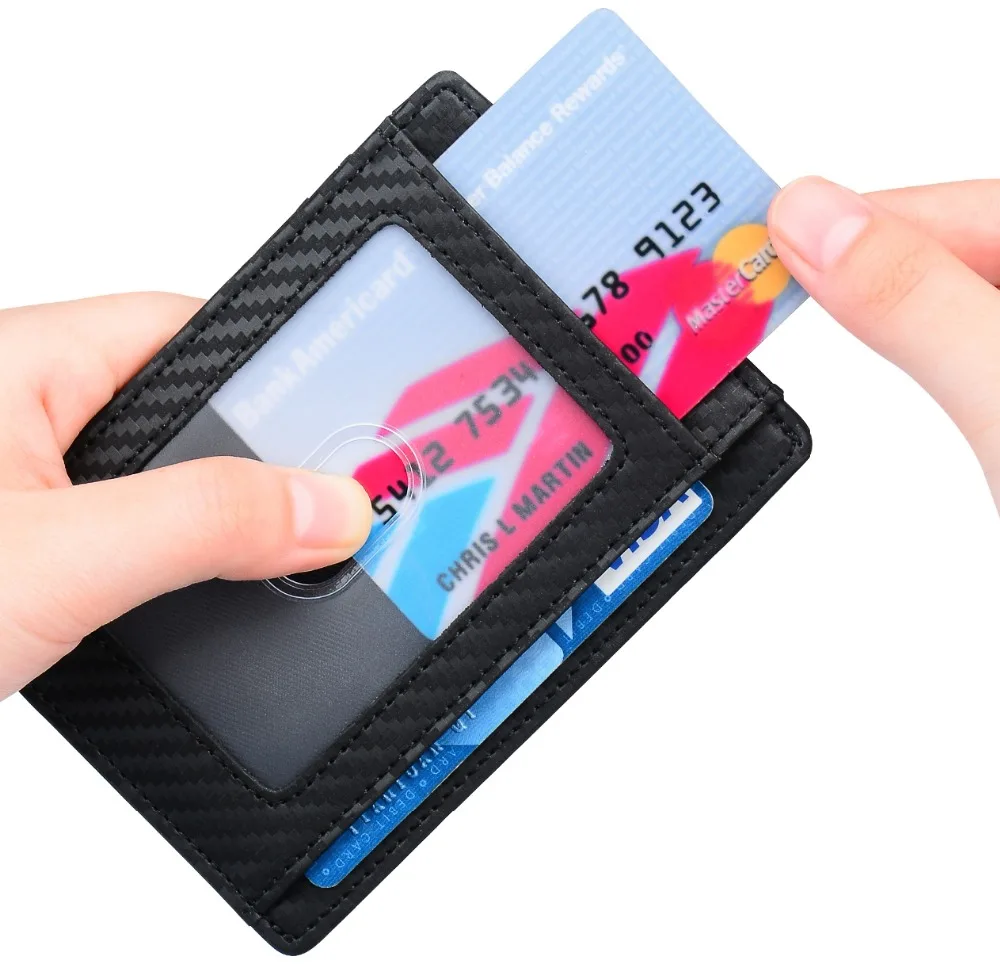 Модный мужской кошелек с защитой от RFID для карт из натуральной кожи держателем