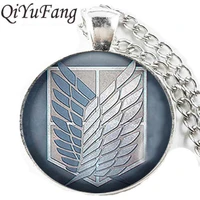 qiyufang new attack on titan levi ackerman pendant necklace jewelry charm crystal chain gift men necklaces women brithday