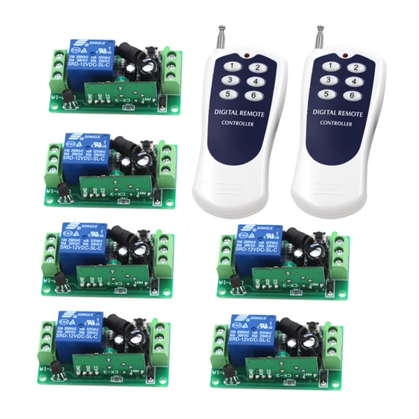 DC 9V 12V 24V Remote Control Switch 10A Relay Receiver Wireless Systerm 6ch long-distance Transmitter 315/433Mhz | Обустройство дома