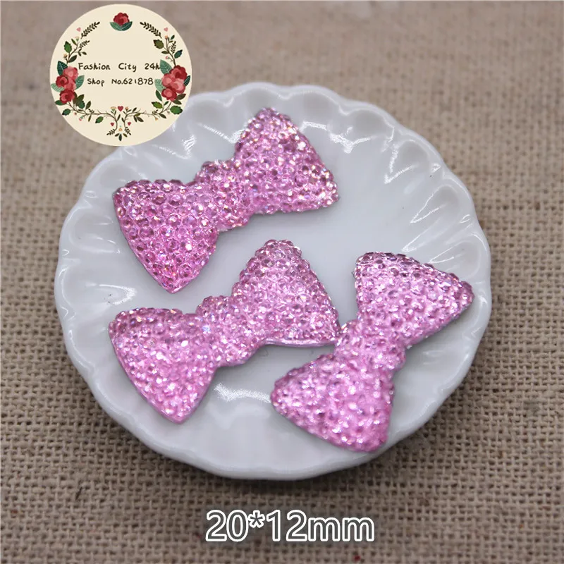 50pcs 20*12mm resin bling rhinestone bowknot flatback cabochon for DIY craft scrapbooking | Дом и сад