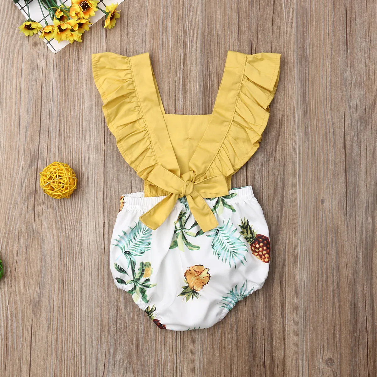 Боди с принтом ананаса лето 2019 Jumpsut Одежда для новорожденных девочек Sunsuit