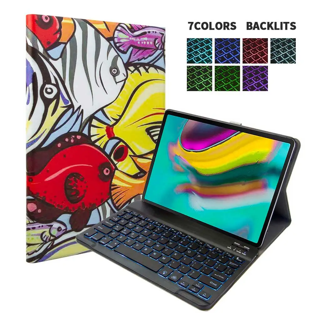 Подсветка беспроводная клавиатура-чехол для Samsung Galaxy Tab S5e 10,5 SM T720 T725 чехол для клавиатуры кожаный чехол-подставка - Цвет: N5