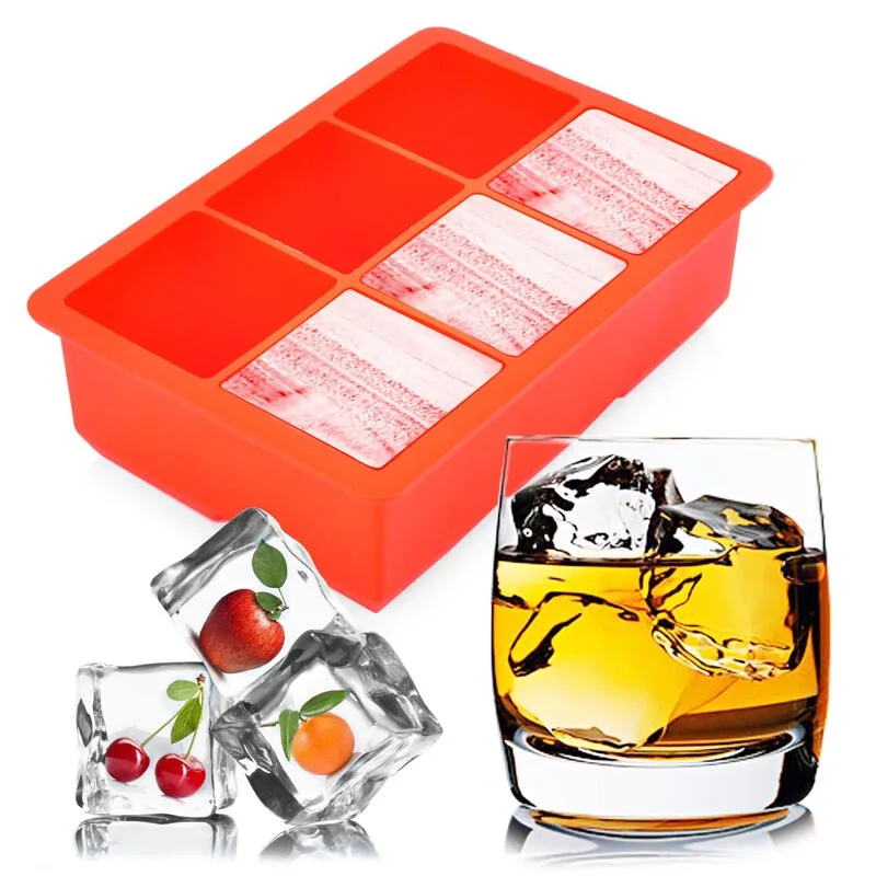 

6 Grid Eco-Friendly Silicone Ice Cube Make Tray Molds DIY Big Sphere Ice Ball Square Ice Cube for Ice Cream Chocolate Juice Tool