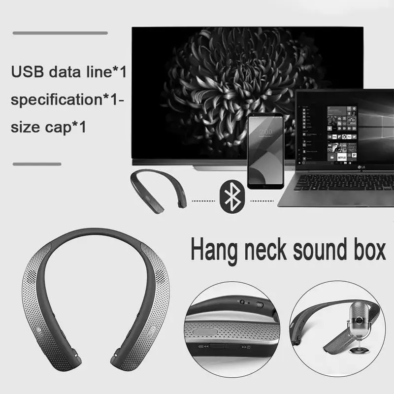 Шеи Динамик висит Беспроводной Bluetooth MP3 плеер s носимых сабвуфер бас волшебный