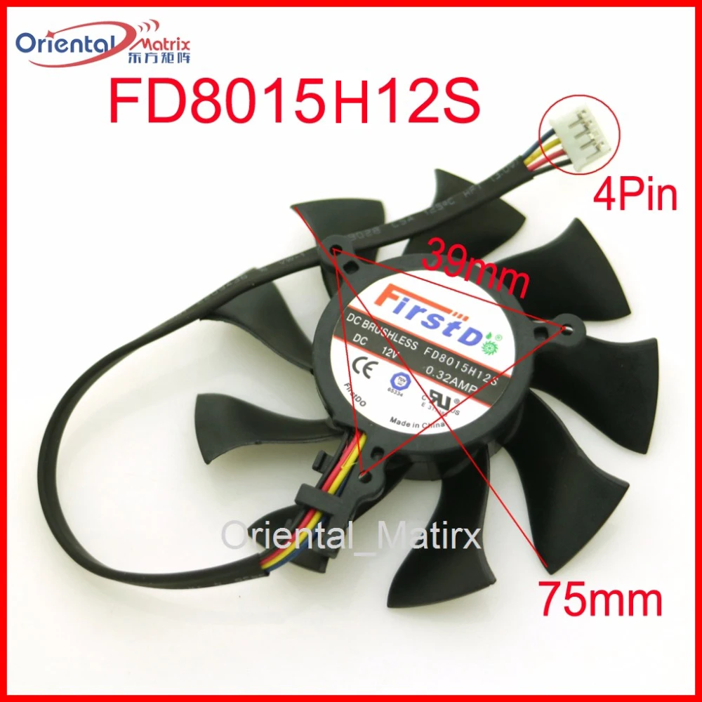 Бесплатная доставка FD8015H12S 75 мм VGA вентилятор для Sapphire HD6850 HD4860 HD5850 HD4890 охлаждающий