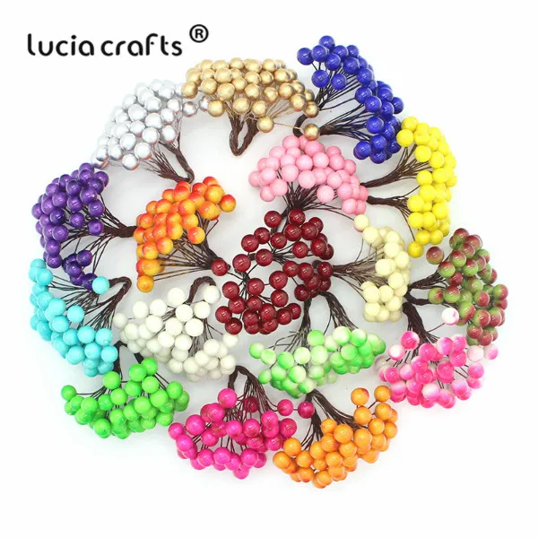 Распродажа! Lucia crafts 1 букет/5 букетов 10 мм Пена Искусственные фрукты тычинки Рождественский Декор DIY Подарочная коробка букет A0506 - Цвет: random mix 5bouquet