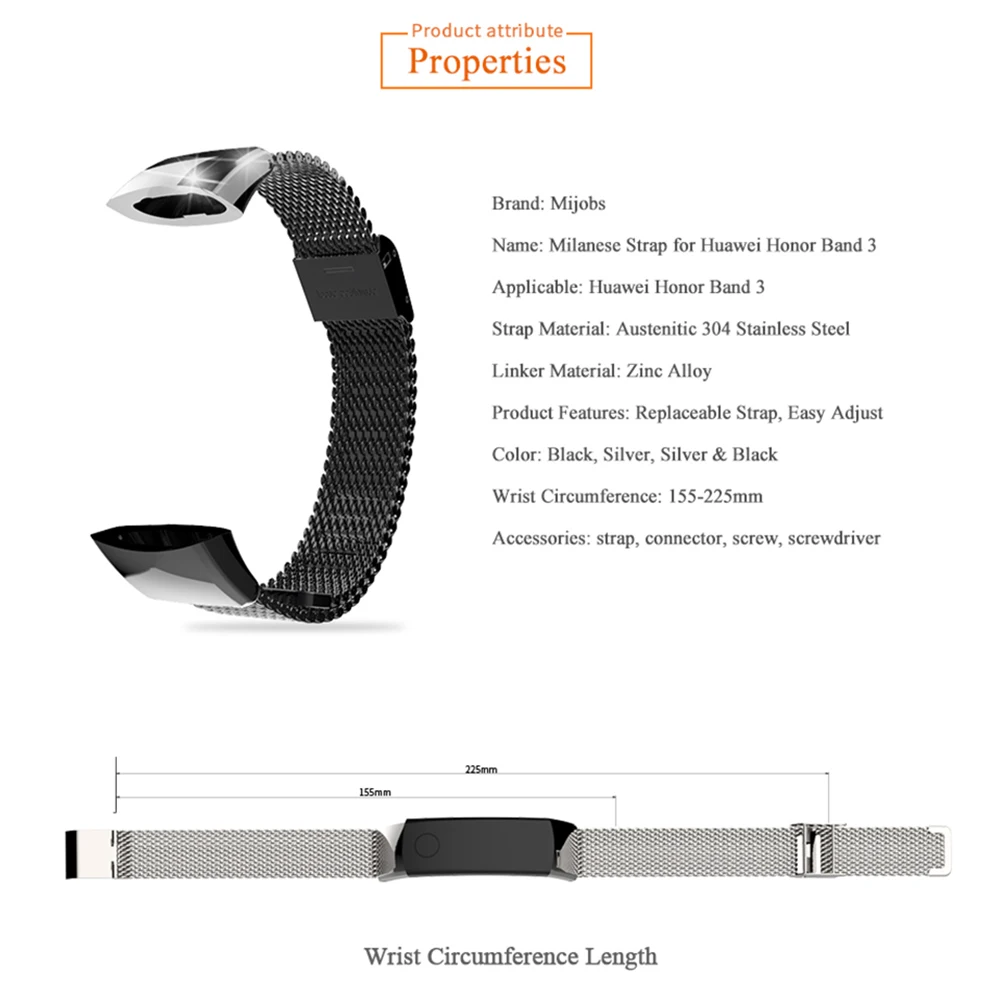 Металлический ремешок для Honor band 3 браслет Huawei Band смарт браслет|Смарт-аксессуары| |