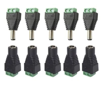 5 5mm x 2 1mm female male dc power plug adapter for 5050 3528 5060 single color led strip and cctv cameras