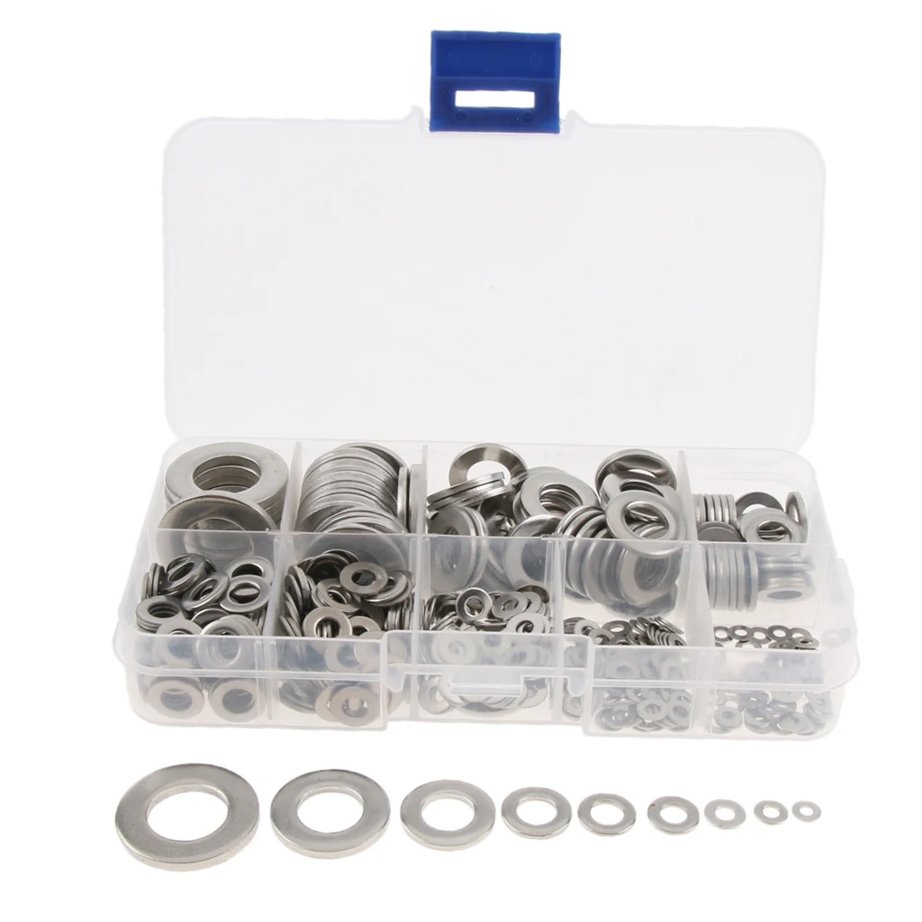 580pcs Stainless Steel Flat Washers Assortment Kit Set M2-M12 | Обустройство дома