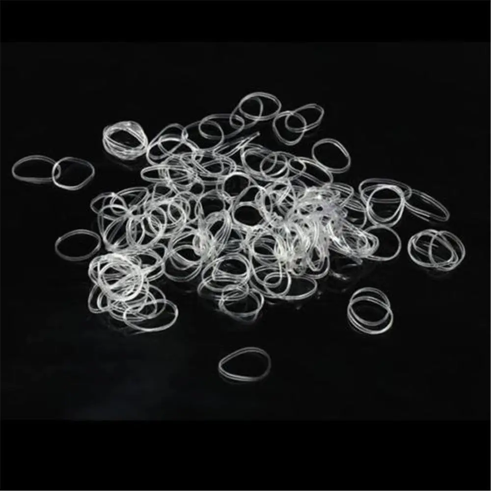 500 шт. прозрачный резиновая Hairband Веревка хвост держатель эластичные Для женщин волос Галстуки
