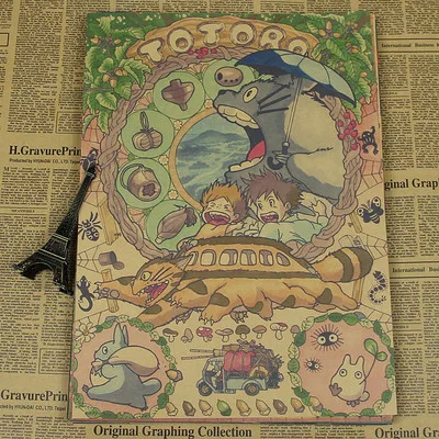 Винтаж Бумага плакат на стену в стиле ретро коллекция хайяо Миядзаки персонажей