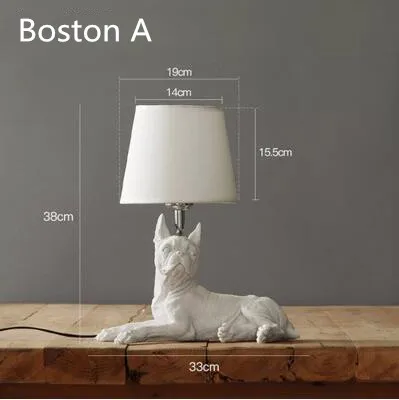 Boston A white Смоляный милый Настольный светильник для собак s лампа прикроватная черный белый корги Boston Мопс Beagle собака настольная лампа ретро животное черная собака Настольный светильник - Цвет корпуса: Boston A white
