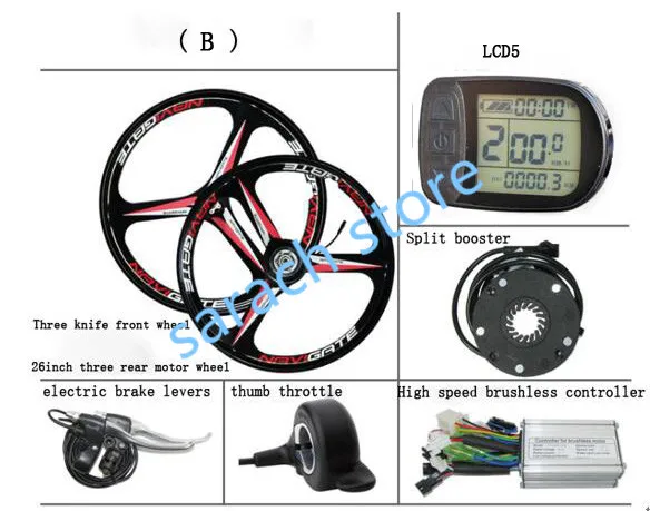 

E-BIKE 36V/48V YOUE three-knife Fornt Wheel and Rear Hub Motor Kits Electric Bike Conversion Kits electric bike motor with LCD5