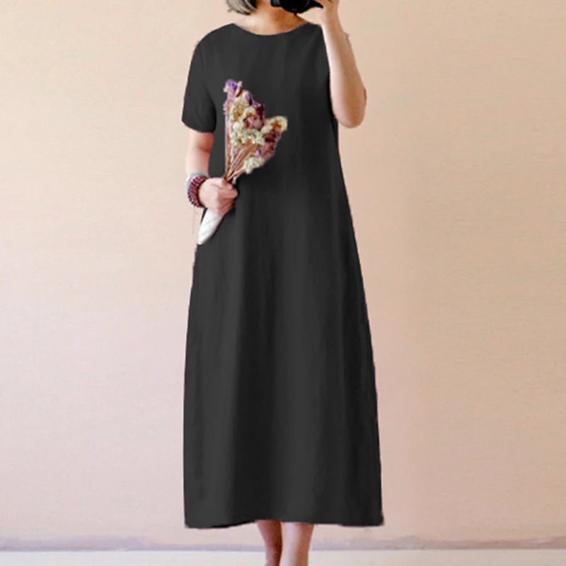 Свободные с коротким рукавом Твердые Длинные рубашки туника Boho XL-5XL большой