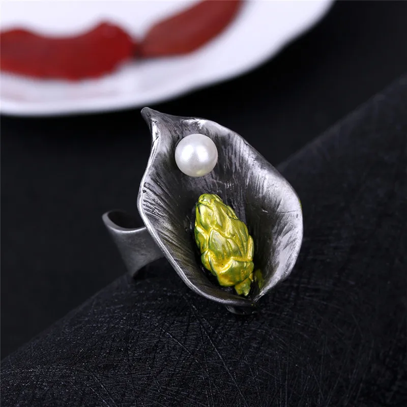 

JUJIE Vintage Pearl Flower Wedding Rings Jewelry