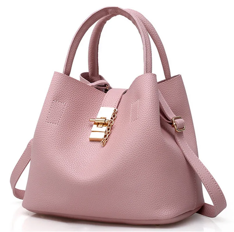 Розовый Женские ручные сумки Bolsos Mujer красные кожаные сумки - Цвет: Розовый