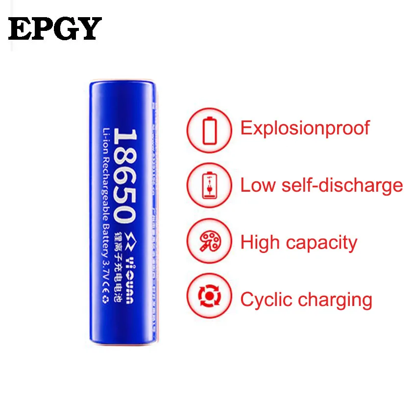 EPGY 100% Новый оригинальный 3 7 v 2800 mah 18650 литиевая аккумуляторная батарея для