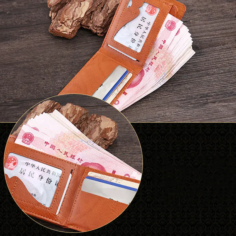 Мужской кошелек BS88 винтажный короткий с узором в долларах|Мужские кошельки| |