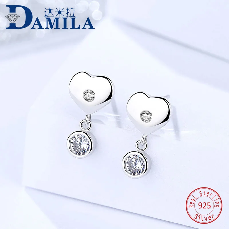 

Crystal heart 925 sterling silver earings for women Silver S925 jewelry stud earrings cubic zirconia stone earing for female