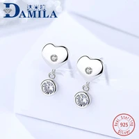 crystal heart 925 sterling silver earings for women silver s925 jewelry stud earrings cubic zirconia stone earing for female
