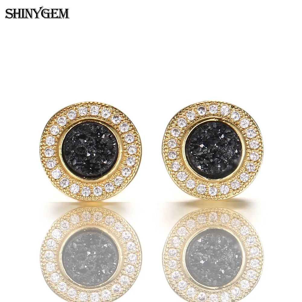 ShinyGem модные серьги с кристаллами подсолнуха натуральным камнем гвоздики золотым