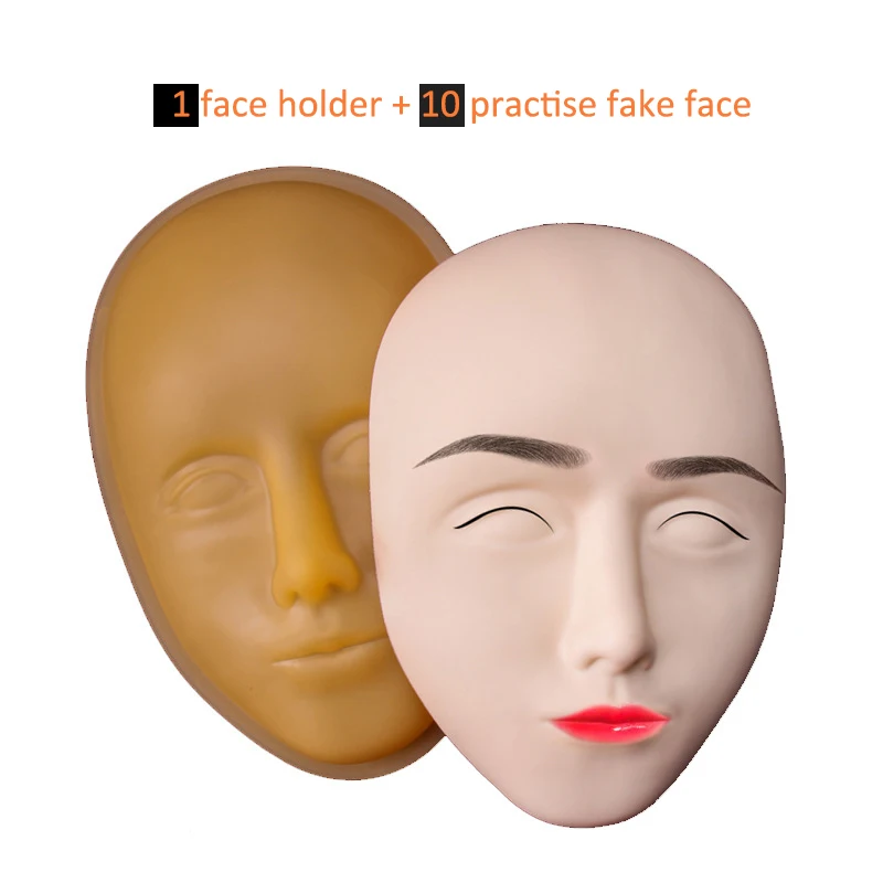 1 holder 5 face 5 шт. 5D тату для лица обучение Силиконовые Поддельные лицо w/1 держатель, практика Перманентный макияж губ бровей манекен голова куклы - Цвет: 1 holder 5 face