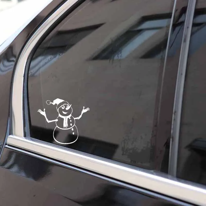 

YJZT 15.4CM*13.4CM Christmas Idea Car Sticker Vinyl Decal The Yearning Snowman Black/Silver C23-0167