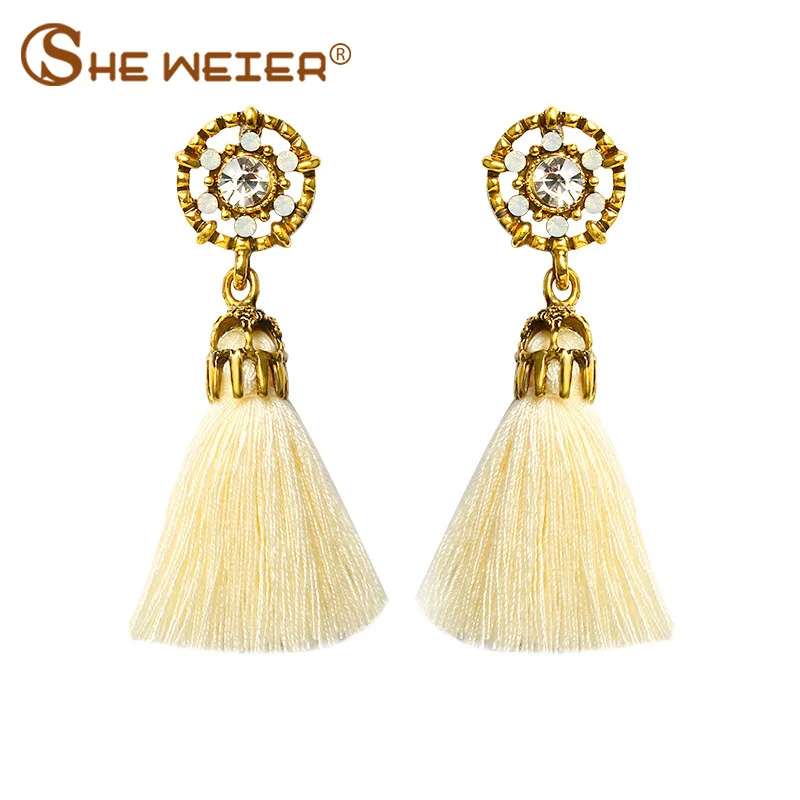 Женские богемные серьги SHE WEIER винтажные серьги-подвески с бахромой в этническом