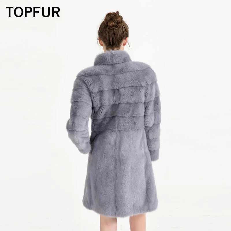 TOPFUR New Fashion Winter Female Basic Jackets Real Mink Fur Coat For Women Natural Mink Fur Black Short Outerwear & Coats