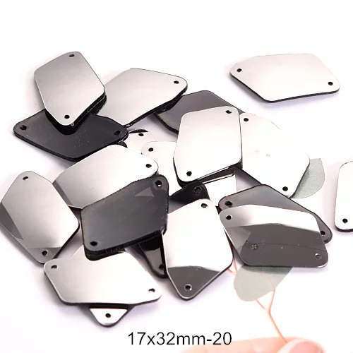 P20-17X32mm 20 шт гематитовые зеркальные пришитые Стразы неправильной формы акриловые зеркальные гематитовые хрустальные стразы для шитья свадебного платья B3790 - Цвет: P20-17X32mm