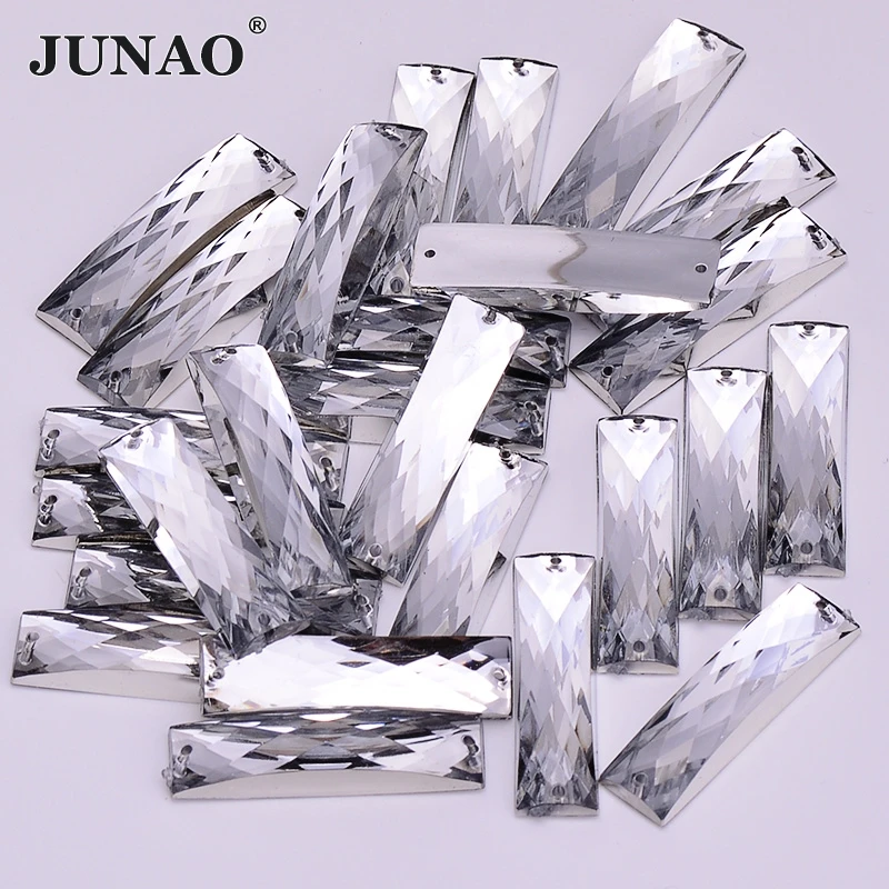 Прозрачные белые прямоугольные Стразы для шитья JUNAO 7*26 мм 100 шт. стразы камни