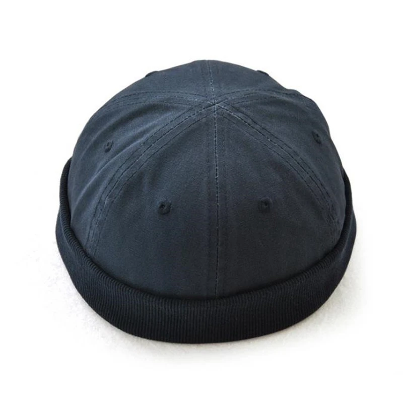 Dark Blue Мужская Осенняя хлопковая кепка Skullies в стиле ретро, уникальная уличная шапка Docker, многоцелевая шапка Miki Beanie - Цвет: Dark Blue