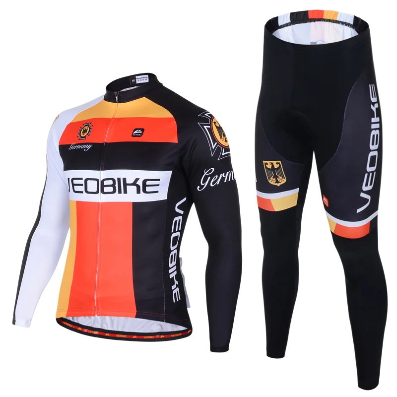 long set4 VEOBIKE Осенняя мужская футболка с длинным рукавом для велоспорта, набор Pro Team, 3D гелевая одежда для горного велосипеда, быстросохнущая одежда для велоспорта, спортивные костюмы - Цвет: long set4