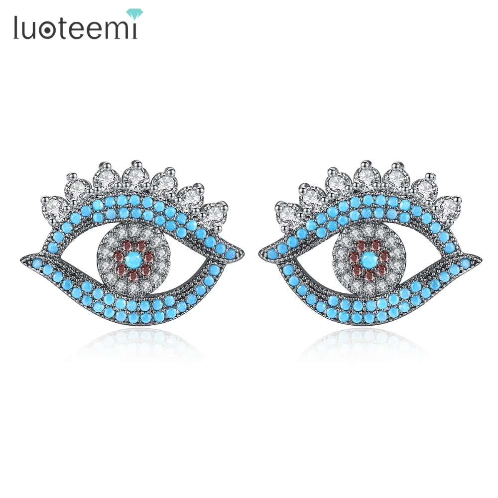LUOTEEMI нежный серьги гвоздики Крошечный AAA + CZ Хамса от дурного глаза пирсинг Brincos