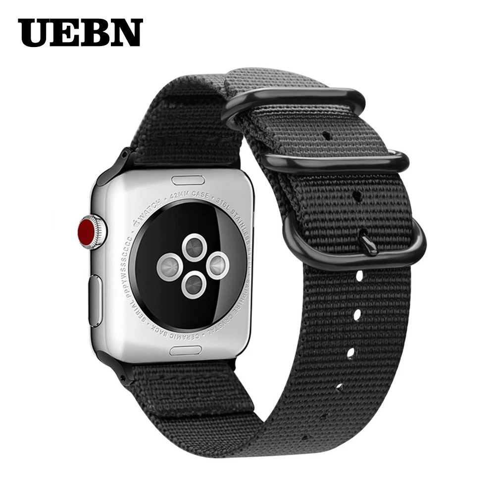 Тканый нейлоновый ремешок UEBN для Apple Watch серии 38 мм 42 тканевый часов iWatch 1 2 3