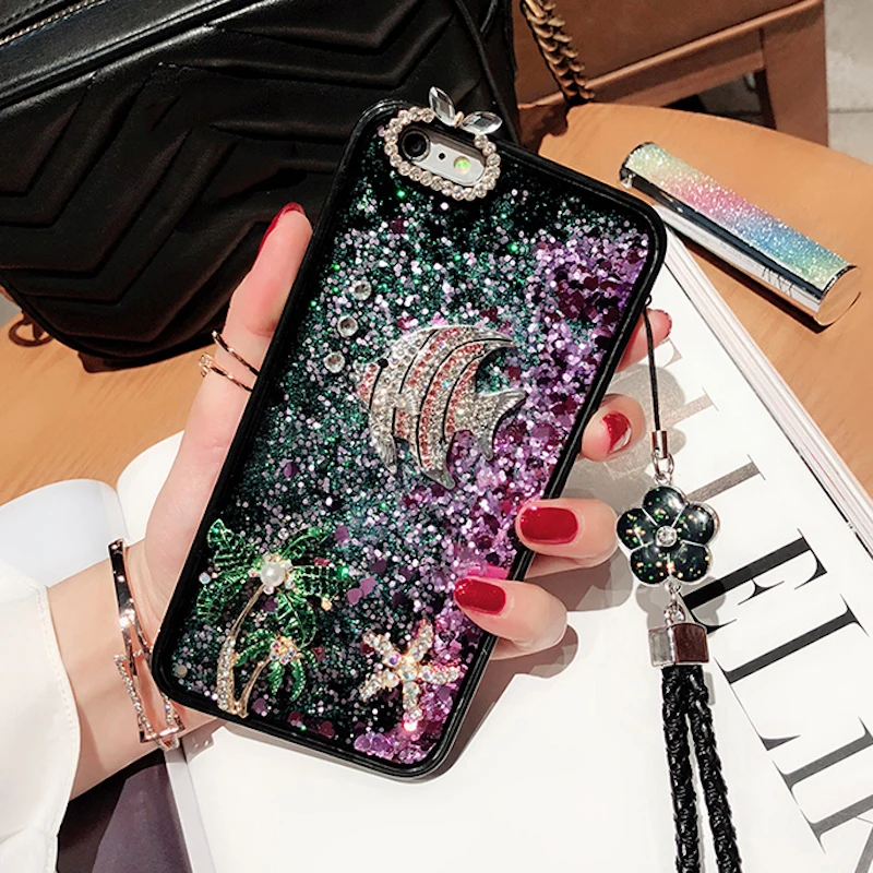 Милый чехол со стразами для iPhone 8plus 8 7plus 7 6s 6 plus с жидким зыбучим песком XS MAX XR X starfish