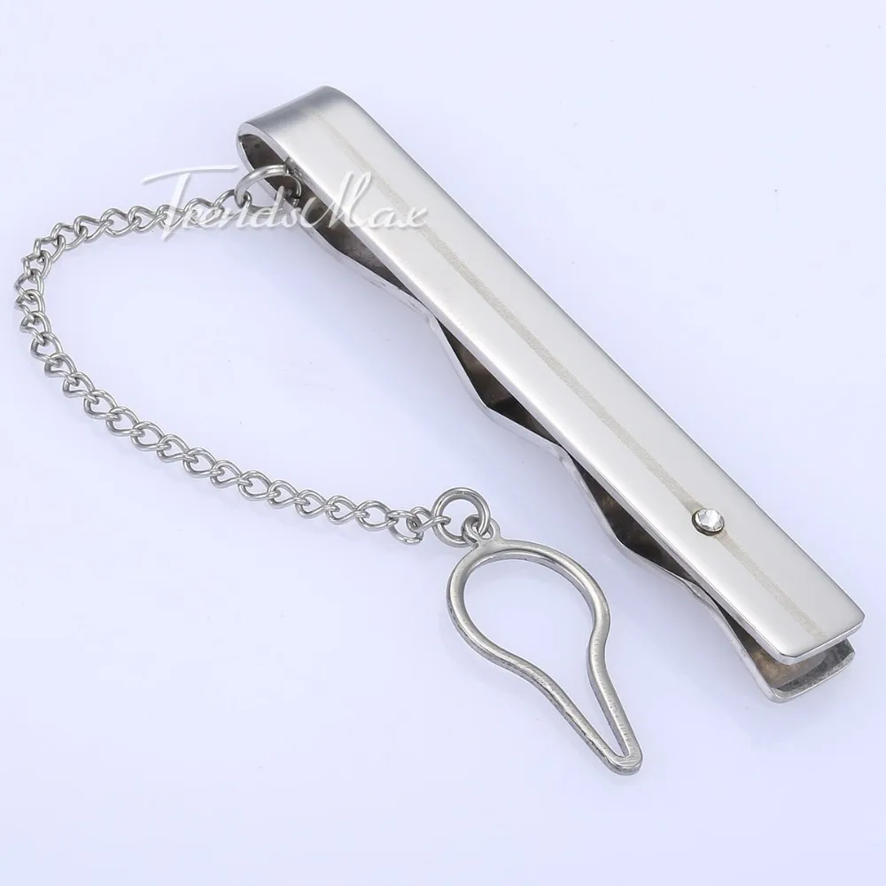 9mm Rhinestones Wavy Stainless Steel Slide Tie Clip Clasp Bar Pin Chain 3 Colors | Украшения и аксессуары