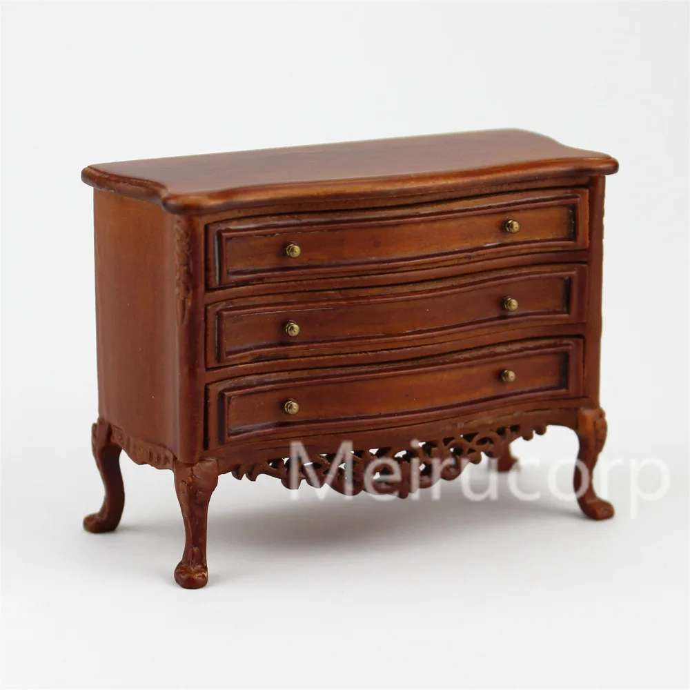 

1/12 scale miniature furniture Collectable Wooden hand carved drawer side cabinet