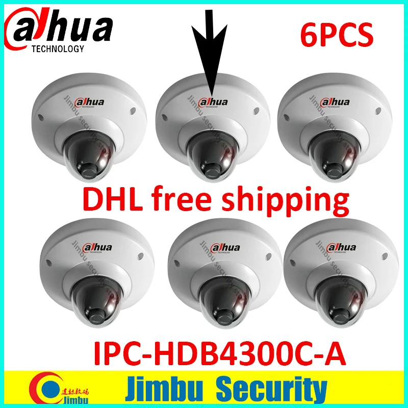 DAHUA 3MP ip камера 6 шт IPC HDB4300C A Поддержка POE антивандальные IK10 IP66 есть слот для карт