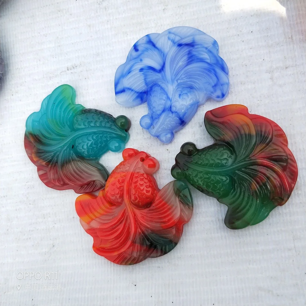 

Crystal Pendan Natural Quartz Mineral Stone Agate Goldfish Pendan