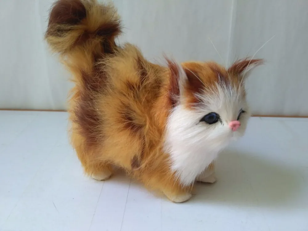 

Модель кошки из пластика и пуха 12x7x13 см, стоячий кошка, ручная работа, реквизит, украшение для дома, подарок d2531